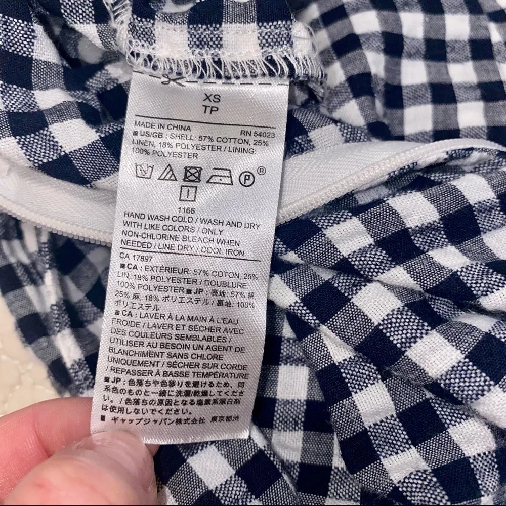 BANANA REPUBLIC Cotton / Linen Gingham Jumpsuit